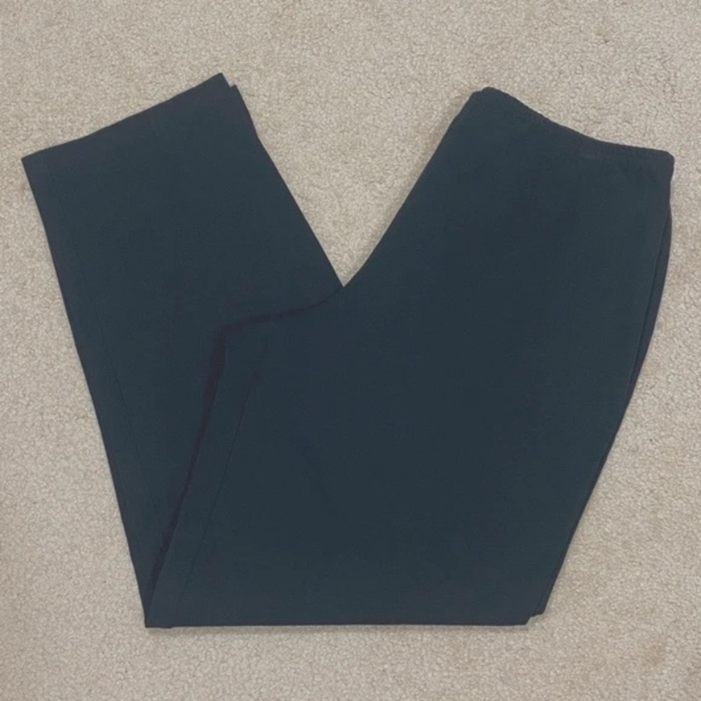 NWOT EILEEN FISHER Organic Cotton Cropped Pants w Side Zipper BLACK Size L